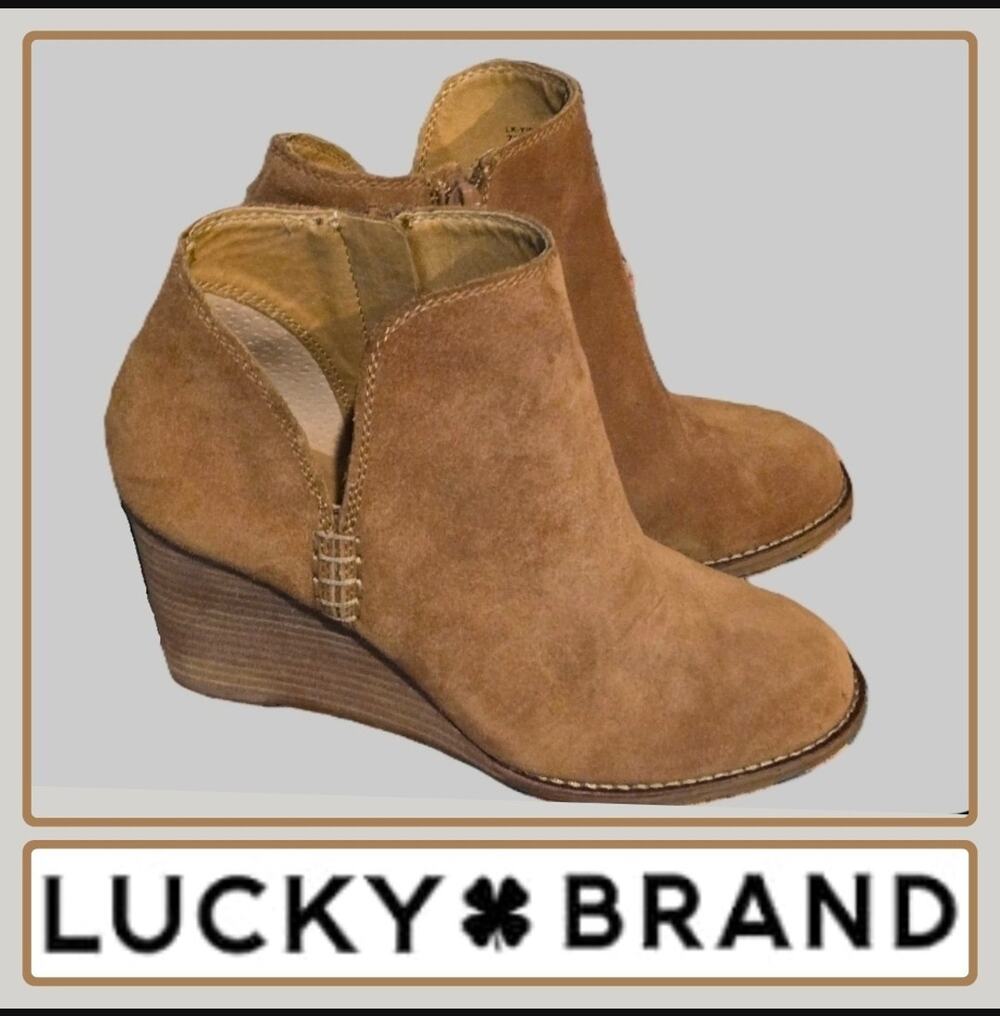 ✨ Lucky Brand "Yimme" Suede Wedge Ankle Booties - Size 7 ✨